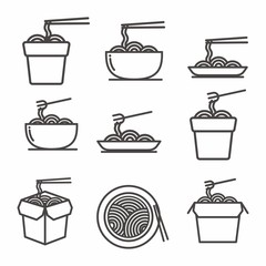 Set of noodle vector isolated on white background, noodle icon 