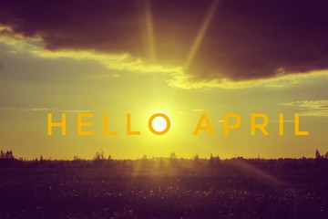 Banner hello april. Hi spring. Hello April. Welcome card We are waiting for the new spring month. The second month of spring. © alenka2194
