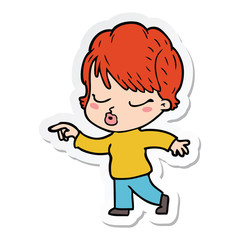 sticker of a cartoon woman with eyes shut