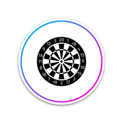 Classic darts board with twenty black and white sectors icon isolated on white background. Dart board sign. Dartboard sign. Game concept. Circle white button. Vector Illustration