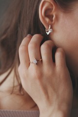 precious stone ring and earring for a beautiful girl
