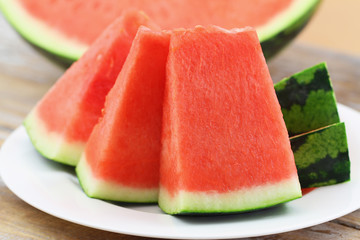 Slices of refreshing watermelon, closeup