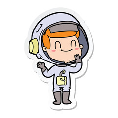 sticker of a happy cartoon astronaut man