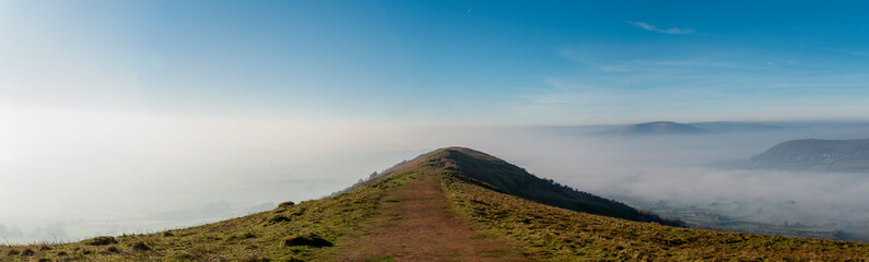 Mountain top surrounded by clouds Skirrid fawr