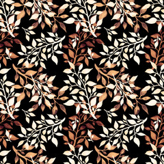 Abstract seamless pattern of stylized tree branches. Handmade. Design of wallpaper and fabric.