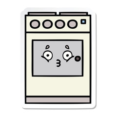 sticker of a cute cartoon kitchen oven