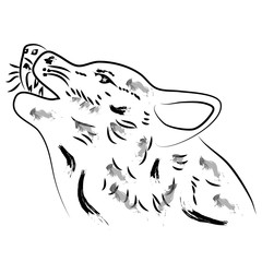 Wolf head isolated on white background. Animal silhouette