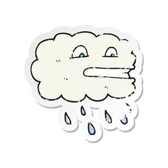retro distressed sticker of a cartoon rain cloud