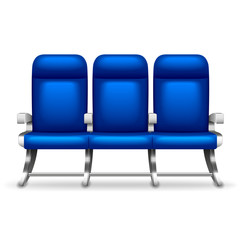 Three airplane seats isolated on white vector illustration
