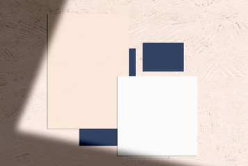 scene, stationery mock up for social media  with shadow. Background with sunlight