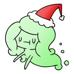 christmas gradient cartoon of kawaii ghost