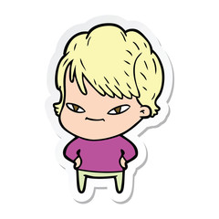 sticker of a cartoon happy woman