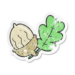 retro distressed sticker of a cartoon acorn