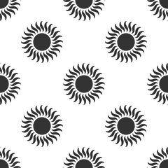 Sun icon isolated seamless pattern on white background. Flat design. Vector Illustration