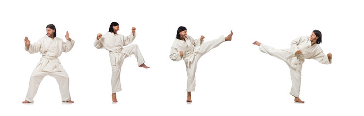 Karate fighter isolated on white
