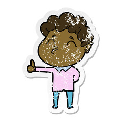 distressed sticker of a cartoon man pouting