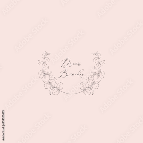 Vector Floristic Feminine Brand Logo Template Frame.