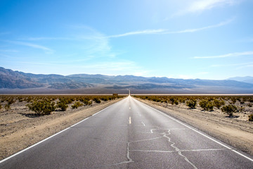 Highway in Panamint Springs, towards the Death Valley National Park in California, USA