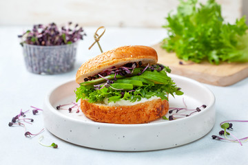 green burger with avocado