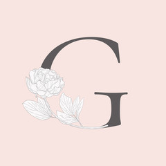 Vector Blooming Floral Initial G Monogram and Logo