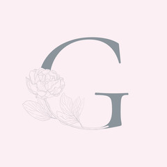 Vector Blooming Floral Initial G Monogram and Logo
