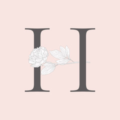 Vector Blooming Floral Initial H Monogram and Logo