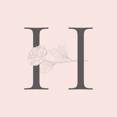 Vector Blooming Floral Initial H Monogram and Logo