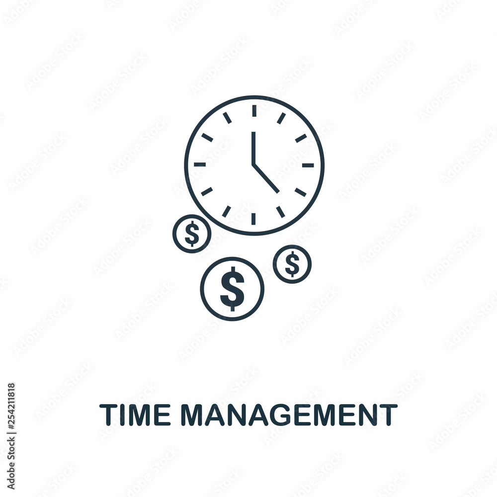 Poster time management icon thin line style. symbol from online marketing icons collection. outline time ma