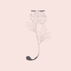 Vector Blooming Floral Initial J Monogram and Logo