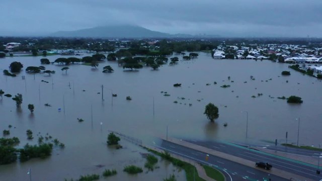 4k Aerial Drone  shot, Townsville Australia Flood 2019