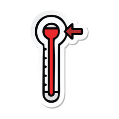 sticker of a cute cartoon hot thermometer