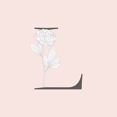 Vector Blooming Floral Initial L Monogram and Logo