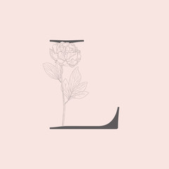 Vector Blooming Floral Initial L Monogram and Logo