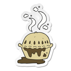 sticker of a cartoon hot pie