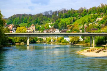 Fotobehang Brugg Town and Aare river in Canton Aargau, Switzerland © Michal Ludwiczak