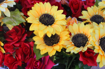 Yellow and red flowers