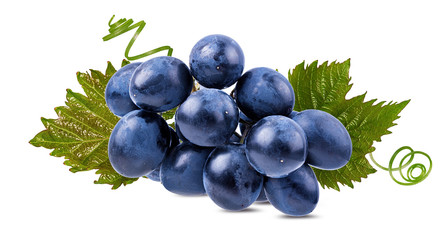 Fresh grapes isolated on white background with clipping pass