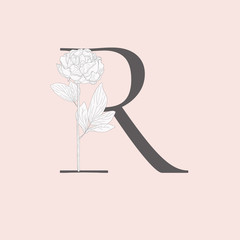 Vector Blooming Floral Initial R Monogram and Logo