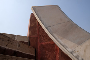 Famous Observatory Jantar Mantar, a collection of huge astronomical instruments in Jaipur, India, Rajasthan, India.