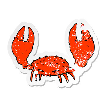 distressed sticker of a cartoon crab