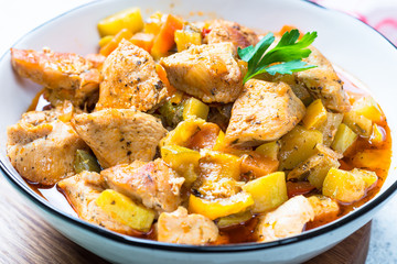 Chicken stew with vegetables.