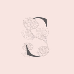 Vector Blooming Floral Initial S Monogram and Logo