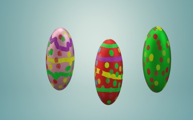 Easter eggs and patterns and colorful.