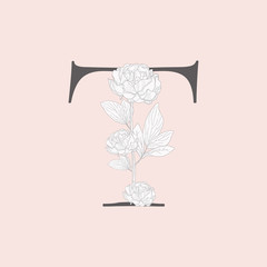 Vector Blooming Floral Initial T Monogram and Logo