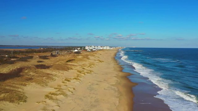 4k Aerial Drone  shot, Sandbridge  Virginia beach coastline