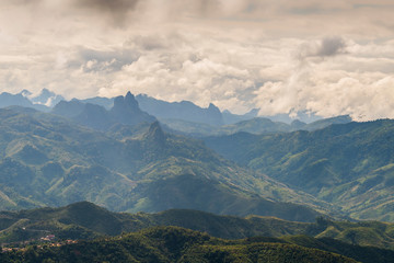 Fototapeta premium Mountains and Cloudscape in Luang Prabang, Laos