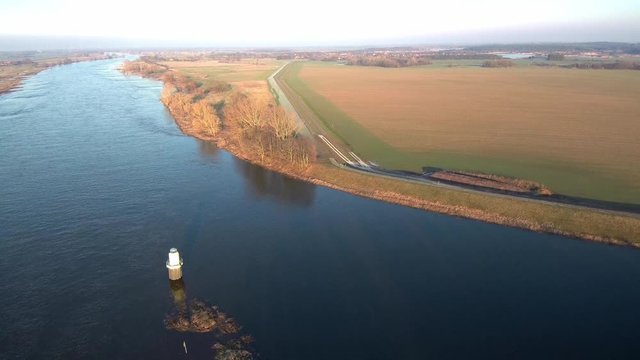 landing near a lighthouse in Niegripp river lebe germany