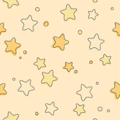 Cute light stars seamless pattern. Sweet dreams background. Vector illustration for xmas wallpaper, wrap, fabric, textile, cloth or package design. Baby shower background or invitation template