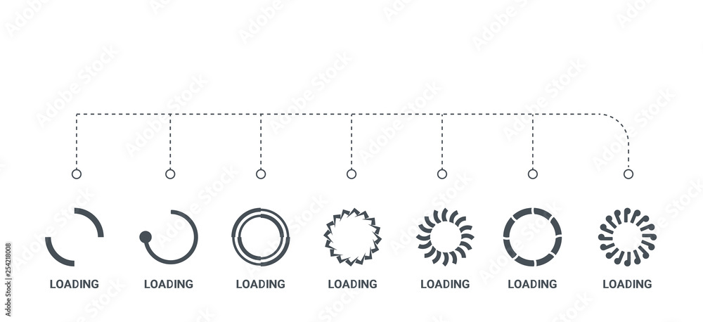 Aufkleber simple set of 7 icons such as loading, loading, loading, from concept on white background