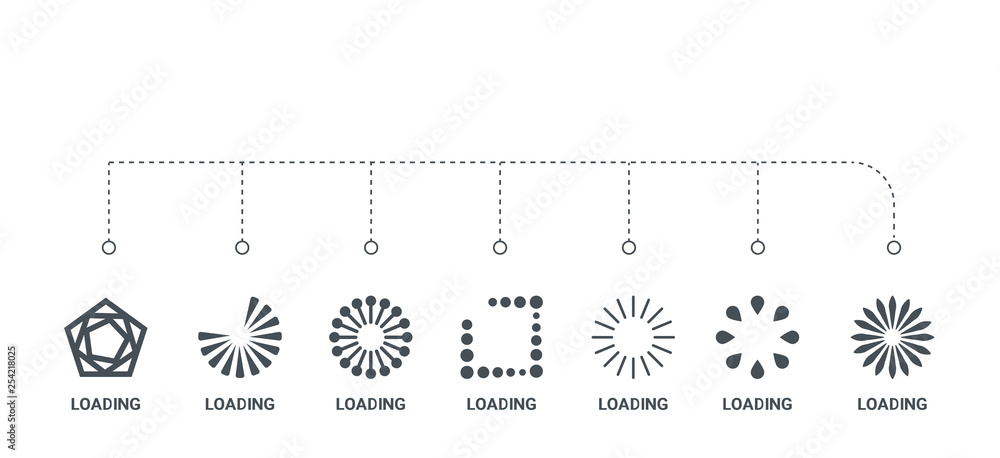 Aufkleber simple set of 7 icons such as loading, loading, loading, from concept on white background